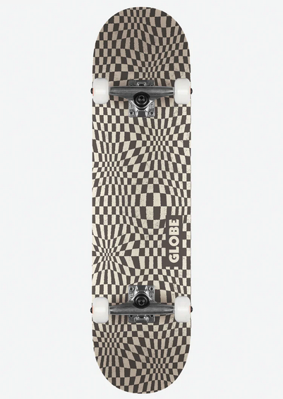 Skateboard Globe G0 Checked Out 8.0" Complete - Black/Off-White / Jual Skateboard Fullset Globe