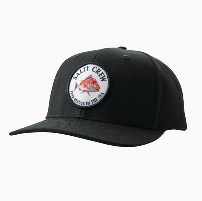 Salty Crew Snap Attack 6 Panel Cap - Black / Topi Salty Crew | Men's Fishing Clothing - Salty Crew Indonesia
