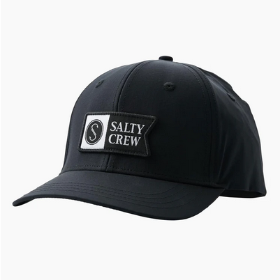 Salty Crew Alpha Flag Elastic 6 Panel Cap - Black / Topi Salty Crew | Men's Fishing Clothing - Salty Crew Indonesia