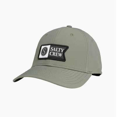 Salty Crew Alpha Flag Elastic 6 Panel Cap - Light Military / Topi Salty Crew | Men's Fishing Clothing - Salty Crew Indonesia