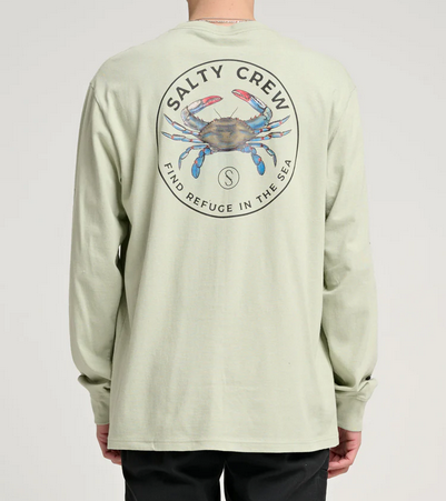 Salty Crew Blue Crabber Longsleeve Tee Safari Green / Jual Baju Kaos Salty Crew | Men's Fishing Clothing - Salty Crew Indonesia