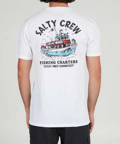 Salty Crew Fishing Charters S/s Tee White / Jual Baju Kaos Salty Crew | Men's Fishing Clothing - Salty Crew Indonesia