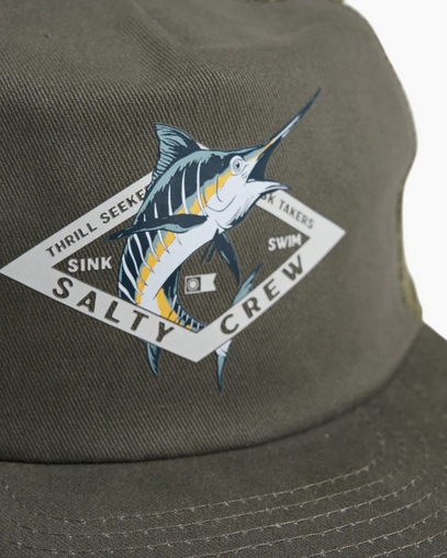 Salty Crew Diamond 5 Panel Cap - Hunter Green / Topi Salty Crew | Men's Fishing Clothing - Salty Crew Indonesia