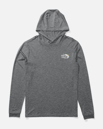 Salty Crew Yellow Tailed Hooded Longsleeve Sunshirt - Charcoal Heather - UV Protection | Men's Fishing Clothing - Salty Crew Indonesia