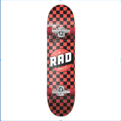 Skateboard Rad Dude Crew Checkers Black / Red 7.75" Complete / Jual Skateboard Fullset Rad Skate Co Indonesia