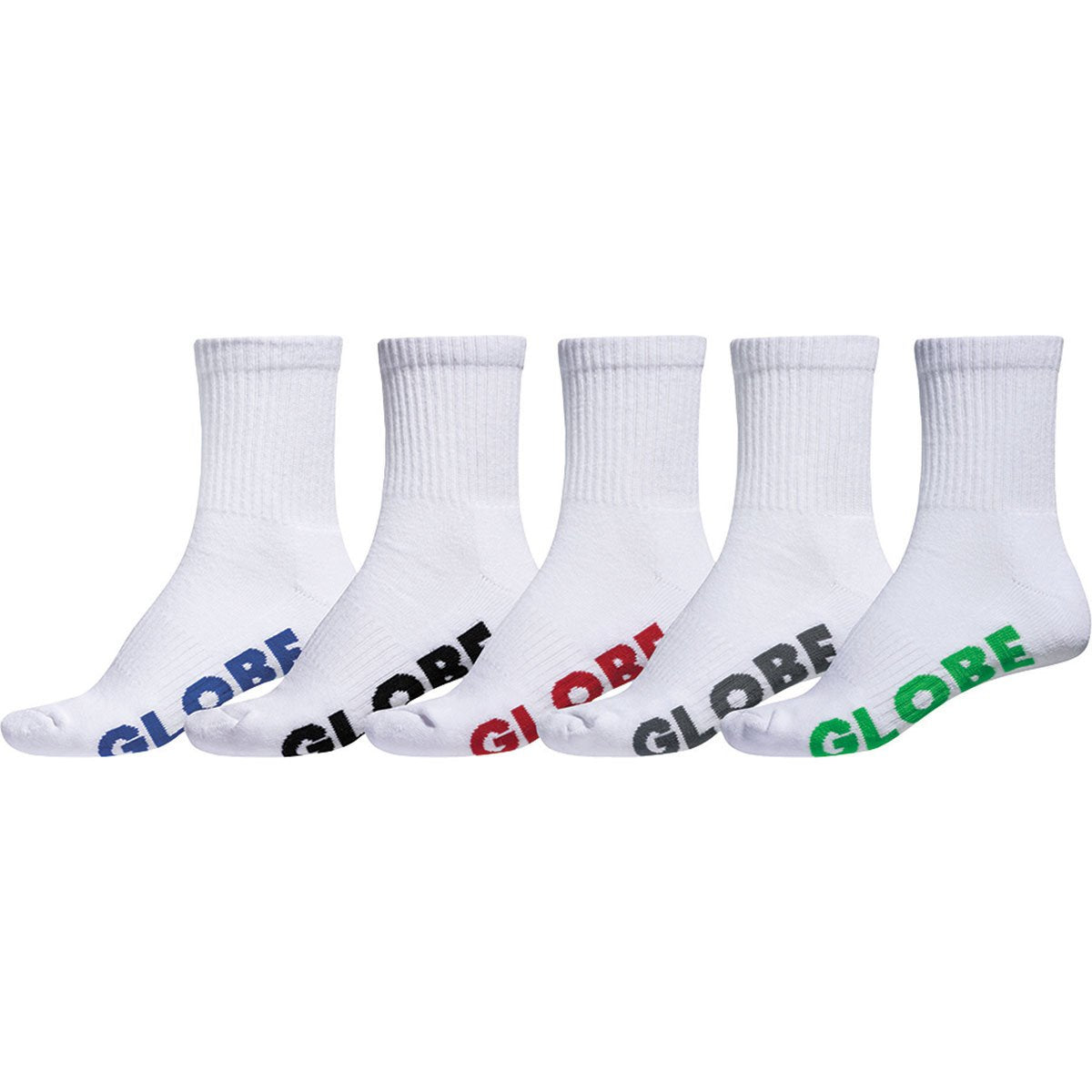 Globe Stealth Crew Sock White - 5 pack / Jual Kaos Kaki Globe Indonesia