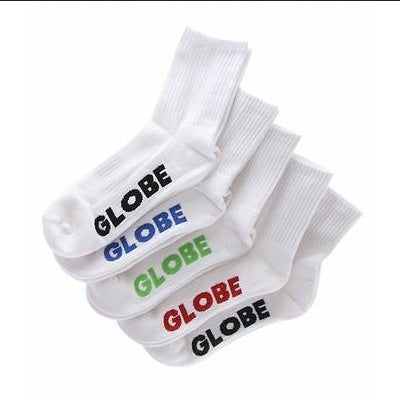 Kaos Kaki Globe Kids Stealth Crew Socks White - 5 pack Kids Size 2 - 8