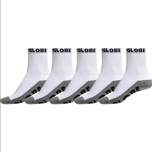 Kaos Kaki Globe Quarter Socks White Grey - 5 pack Size 7 - 11 / Jual Kaos Kaki Globe Indonesia