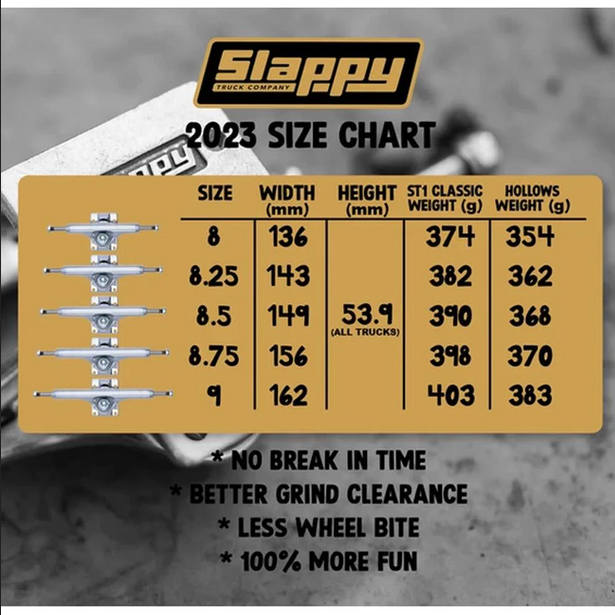 Skateboard Trucks - Slappy ST1 Classic Polished Trucks 8.0" (set of 2 trucks)