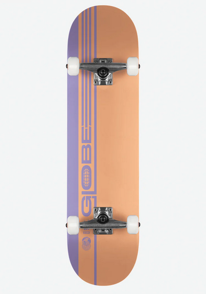 Skateboard Globe G0 Strype Hard 7.75" Complete - Dusty Orange/Lavender / Jual Skateboard Fullset Globe