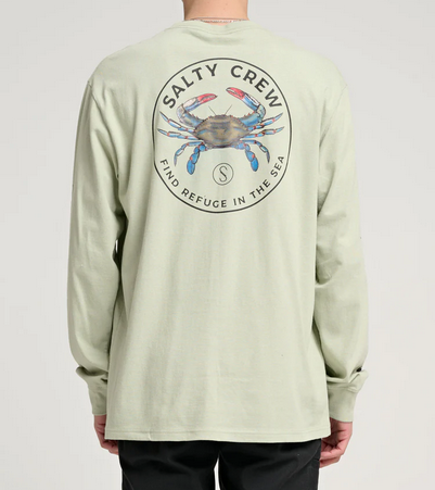 Salty Crew Blue Crabber Longsleeve Tee Safari Green / Jual Baju Kaos Salty Crew Indonesia