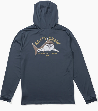 Salty Crew Lurking Hooded Longsleeve Sunshirt Bluefin - UV Protection  |  Men's Fishing Clothing - Salty Crew Indonesia