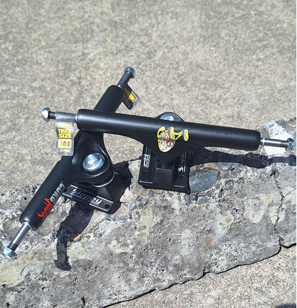 Skateboard Trucks - Slappy ST1 Inverted Kingpin Curb Killers Matte Black 10.0" (set of 2 trucks)