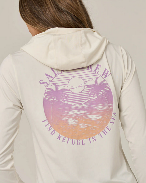 Salty Crew Womens Tropics Hooded Sunshirt - Off White  - UV Protection  |  Womens Fishing Clothing - Salty Crew Indonesia