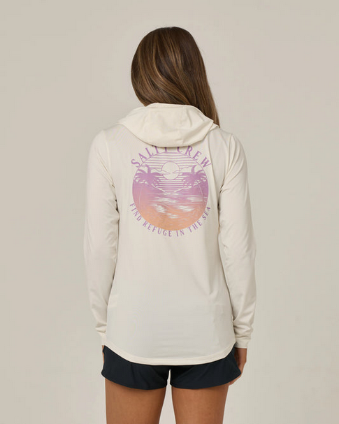 Salty Crew Womens Tropics Hooded Sunshirt - Off White  - UV Protection  |  Womens Fishing Clothing - Salty Crew Indonesia
