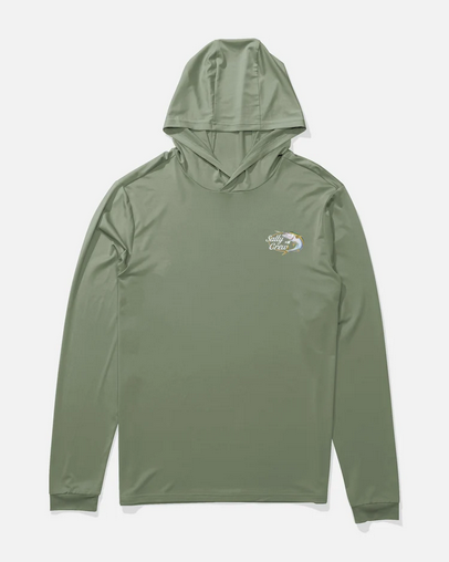 Salty Crew Yellow Tailed Hooded Longsleeve Sunshirt - Agave - UV Protection  |  Men's Fishing Clothing - Salty Crew Indonesia