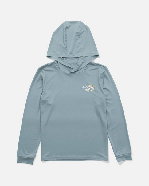 Salty Crew Boys Yellow Tailed Hooded Longsleeve Sunshirt - Hitch Blue - UV Protection  |  Men's Fishing Clothing - Salty Crew Indonesia