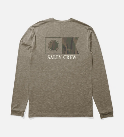 Salty Crew Flagship Longsleeve Sunshirt - Washed Brown Heather  - UV Protection  |  Men's Fishing Clothing - Salty Crew Indonesia