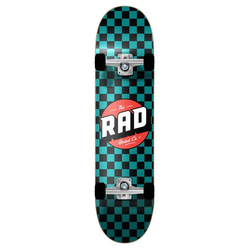 Rad Checkers Dude Crew Complete Skateboard Black Teal 7.25" / Skateboard Fullset