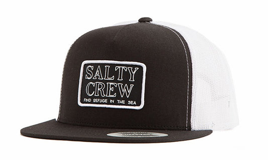 Salty Crew Stacked Trucker Cap (Black / White)